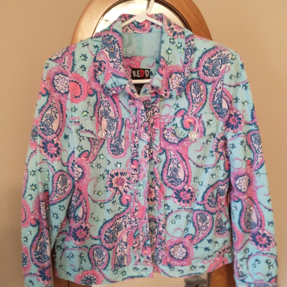 Floral with Embellishments Vintage Women's light coat. REDD jeans. Size 6